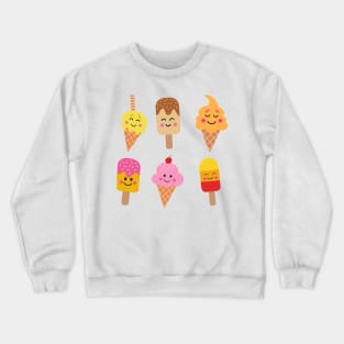 Kawaii Smiling Ice Cream and Popsicles Crewneck Sweatshirt